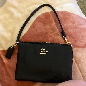 Black coach leather wristlet NWOT